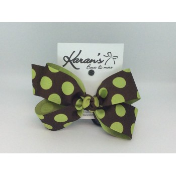 Brown / Lime Juice Dots Bow - 4 Inch